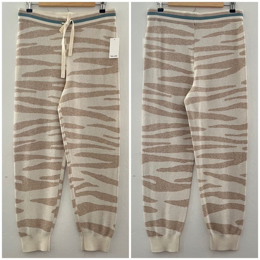 Splendid Joggers Women's M Silk Blend High Waisted Animal Print Quiet Luxury NEW